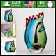 Yao Yuan Hand Blown Art Glass Face Vase, Multicolor Murano Style