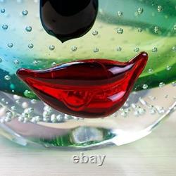 Yao Yuan Hand Blown Art Glass Face Vase, Multicolor Murano Style