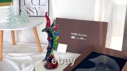 Yao Yuan Hand Blown Art Glass Face Vase, Multicolor Murano Style