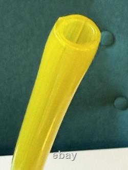 Yellow Hand Blown Murano Art Glass Flute Vase 16 Unsigned Unmarked