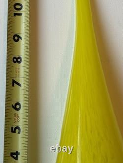 Yellow Hand Blown Murano Art Glass Flute Vase 16 Unsigned Unmarked