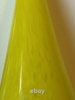 Yellow Hand Blown Murano Art Glass Flute Vase 16 Unsigned Unmarked