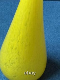 Yellow Hand Blown Murano Art Glass Flute Vase 16 Unsigned Unmarked