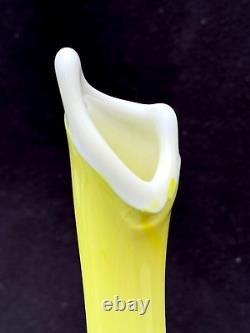 Yellow & White Cased Glass Sculpture Vase Hand Blown Danish Finland Murano Style