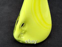 Yellow & White Cased Glass Sculpture Vase Hand Blown Danish Finland Murano Style