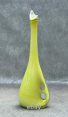 Yellow & White Cased Glass Sculpture Vase Hand Blown Danish Finland Murano Style