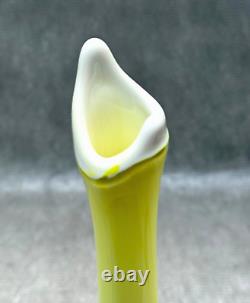 Yellow & White Cased Glass Sculpture Vase Hand Blown Danish Finland Murano Style