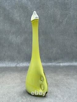 Yellow & White Cased Glass Sculpture Vase Hand Blown Danish Finland Murano Style