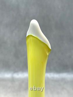 Yellow & White Cased Glass Sculpture Vase Hand Blown Danish Finland Murano Style