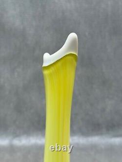 Yellow & White Cased Glass Sculpture Vase Hand Blown Danish Finland Murano Style