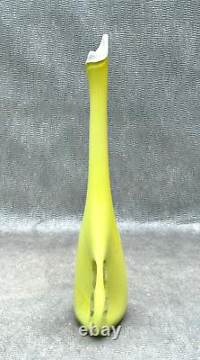 Yellow & White Cased Glass Sculpture Vase Hand Blown Danish Finland Murano Style