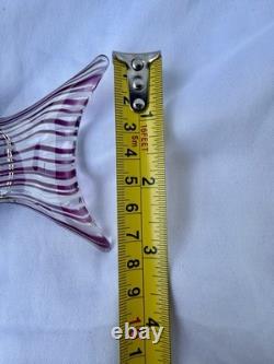 Zanetti Murano Hand Blown Glass Bird Sculpture Purple Stripes Mezza Filigrana